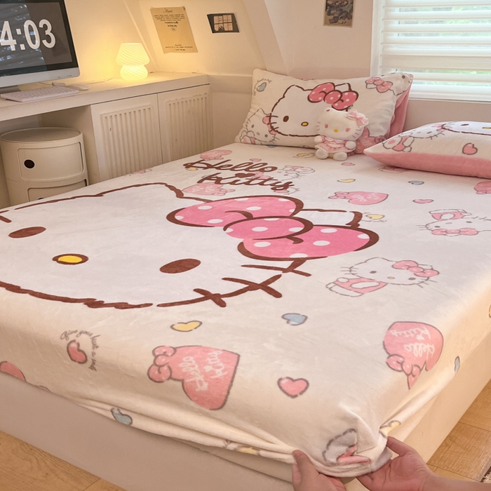 91家纺网 家纺一手货源 找家纺 金爱家 2025新款高克重牛奶绒单品系列保暖床单床笠单件 绒-D美美kt