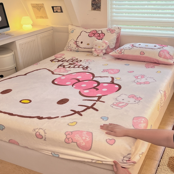 91家纺网 家纺一手货源 找家纺 金爱家 2025新款高克重牛奶绒单品系列保暖床单床笠单件 绒-D美美kt