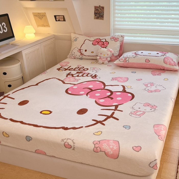 91家纺网 家纺一手货源 找家纺 金爱家 2025新款高克重牛奶绒单品系列保暖床单床笠单件 绒-D美美kt