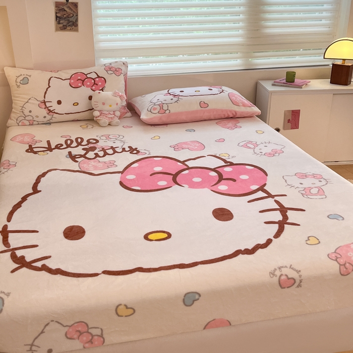 91家纺网 家纺一手货源 找家纺 金爱家 2025新款高克重牛奶绒单品系列保暖床单床笠单件 绒-D美美kt