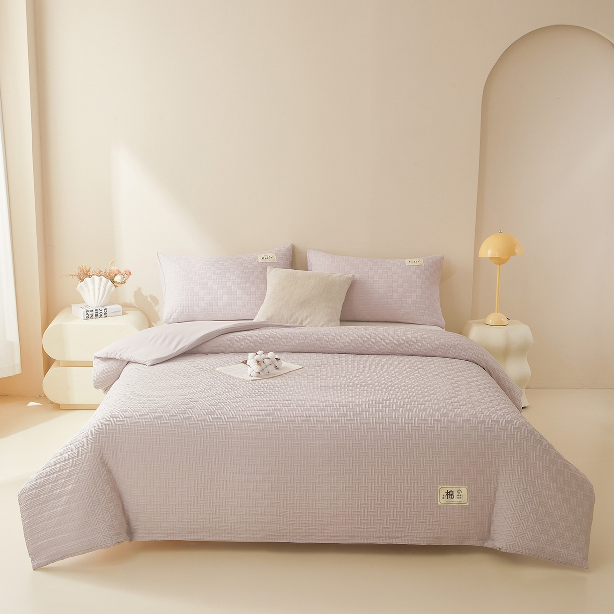 91家纺网 家纺一手货源 找家纺 好睡棉 2025新款华夫格可拆洗新疆棉花被冬被春秋被夏被四季被子被芯 迷雾灰