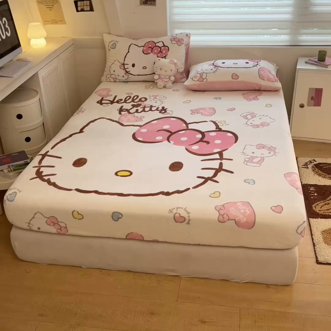 91家纺网 家纺一手货源 找家纺 金爱家 2025新款高克重牛奶绒单品系列保暖床单床笠单件 绒-D美美kt