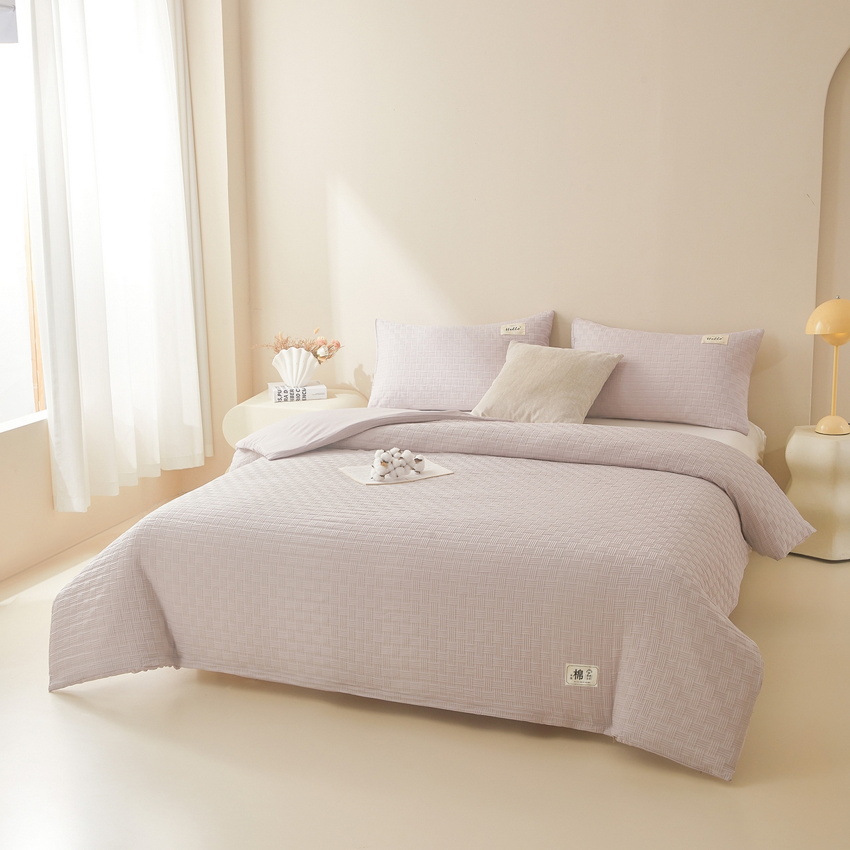 91家纺网 家纺一手货源 找家纺 好睡棉 2025新款华夫格可拆洗新疆棉花被冬被春秋被夏被四季被子被芯 迷雾灰