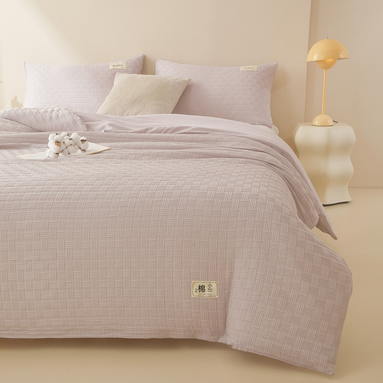 91家纺网 家纺一手货源 找家纺 好睡棉 2025新款华夫格可拆洗新疆棉花被冬被春秋被夏被四季被子被芯 迷雾灰