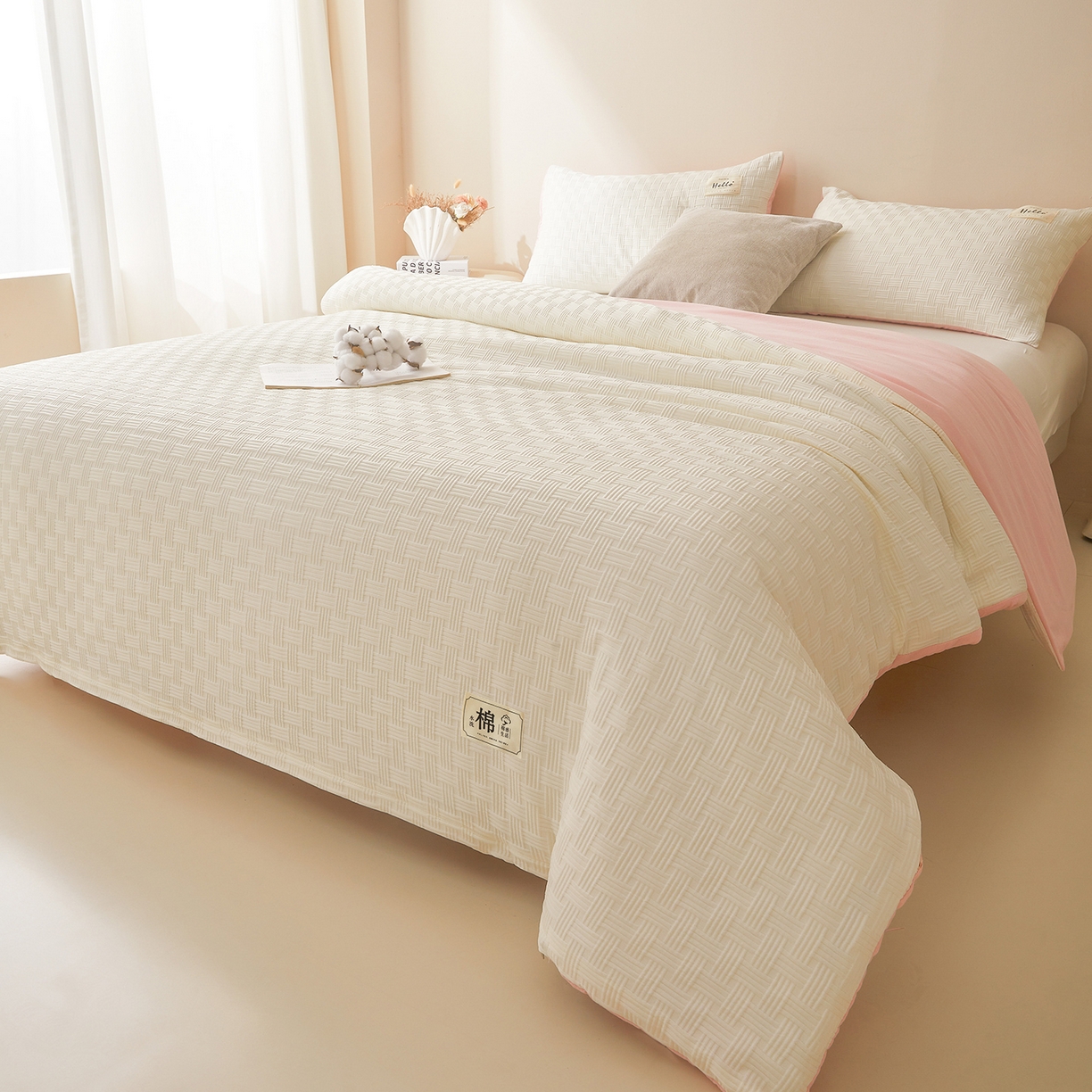 91家纺网 家纺一手货源 找家纺 好睡棉 2025新款华夫格可拆洗新疆棉花被冬被春秋被夏被四季被子被芯 奶白玉