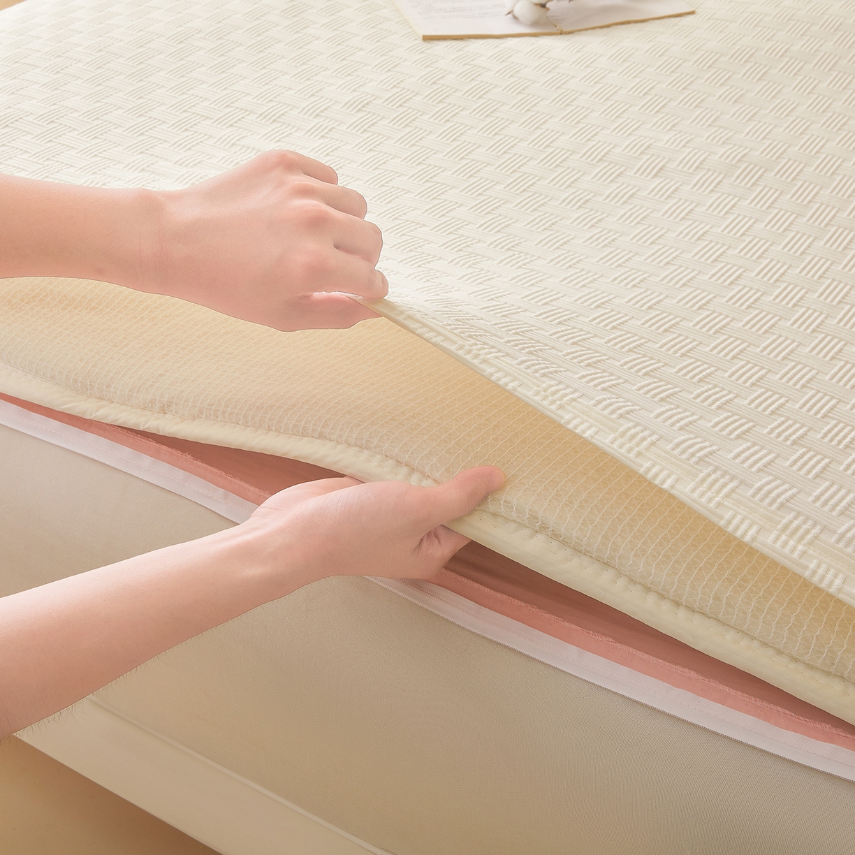 91家纺网 家纺一手货源 找家纺 好睡棉 2025新款华夫格可拆洗新疆棉花被冬被春秋被夏被四季被子被芯 奶白玉