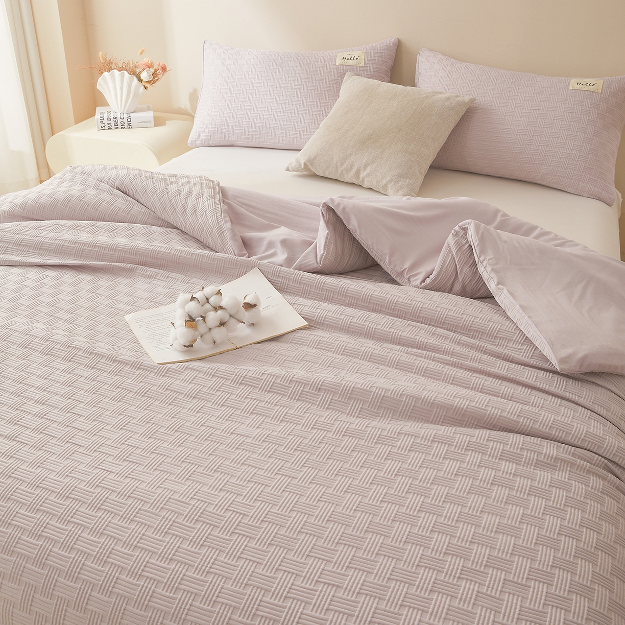 91家纺网 家纺一手货源 找家纺 好睡棉 2025新款华夫格可拆洗新疆棉花被冬被春秋被夏被四季被子被芯 迷雾灰