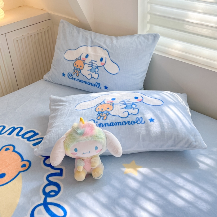 91家纺网 家纺一手货源 找家纺 金爱家 2025新款高克重牛奶绒单品系列保暖床单床笠单件 绒-D汽水大耳狗