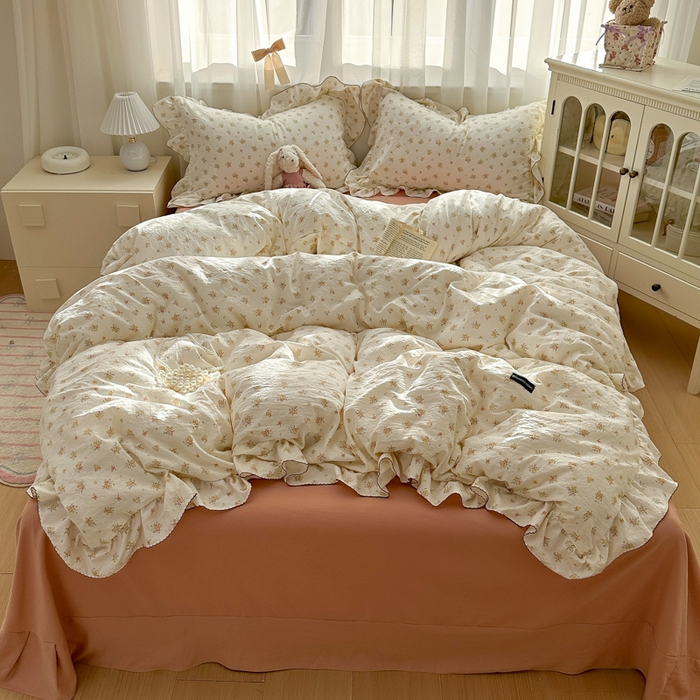 91家纺网 家纺一手货源 找家纺 欧尚 2025新款亲肤碎花云柔棉四件套 春芽