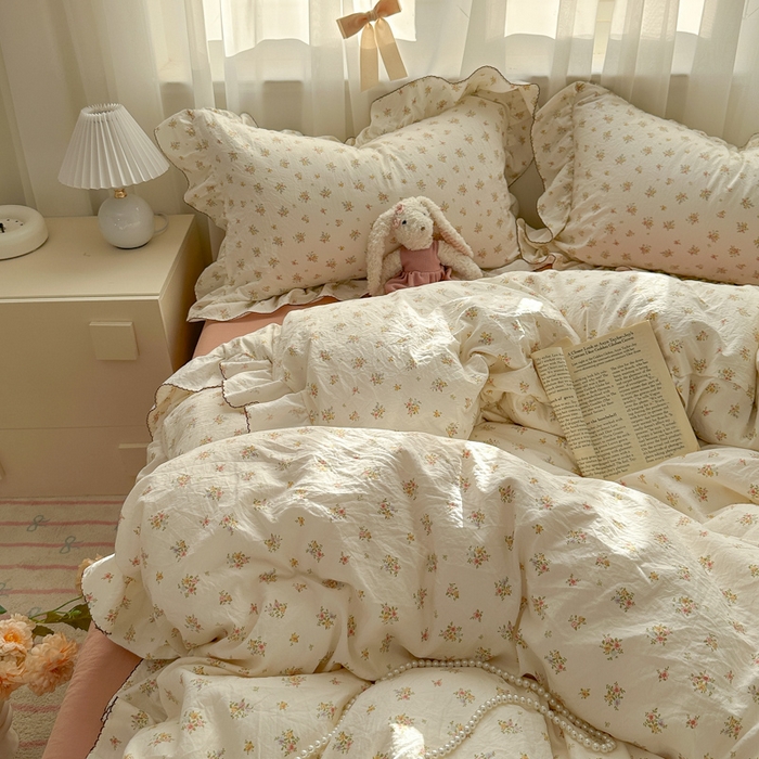 91家纺网 家纺一手货源 找家纺 欧尚 2025新款亲肤碎花云柔棉四件套 春芽