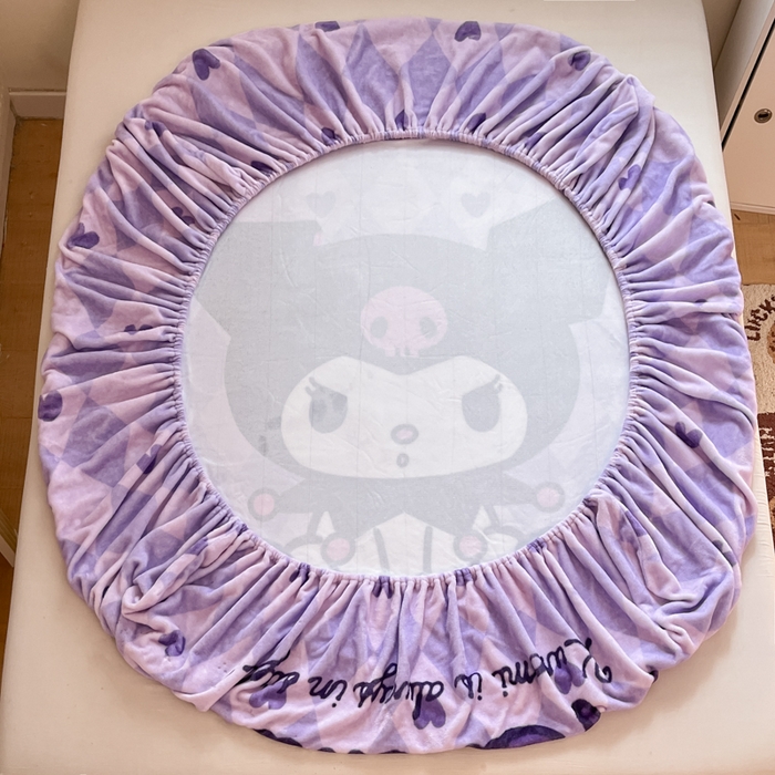 91家纺网 家纺一手货源 找家纺 金爱家 2025新款高克重牛奶绒单品系列保暖床单床笠单件 绒-D桃心美美库洛米