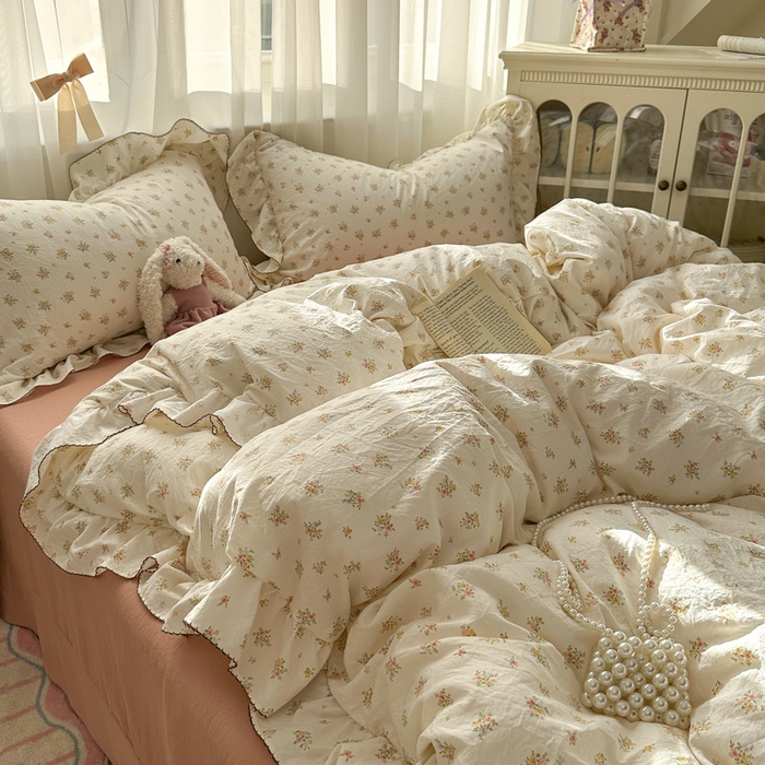 91家纺网 家纺一手货源 找家纺 欧尚 2025新款亲肤碎花云柔棉四件套 春芽