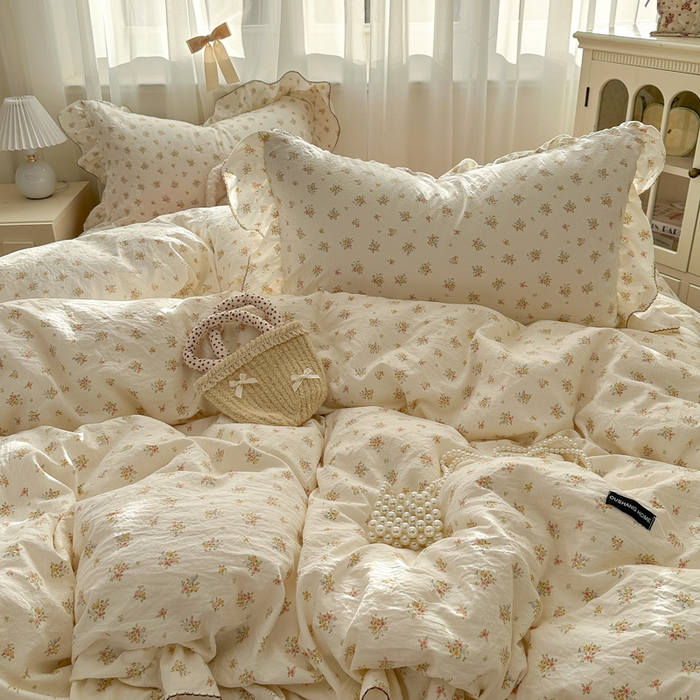 91家纺网 家纺一手货源 找家纺 欧尚 2025新款亲肤碎花云柔棉四件套 春芽