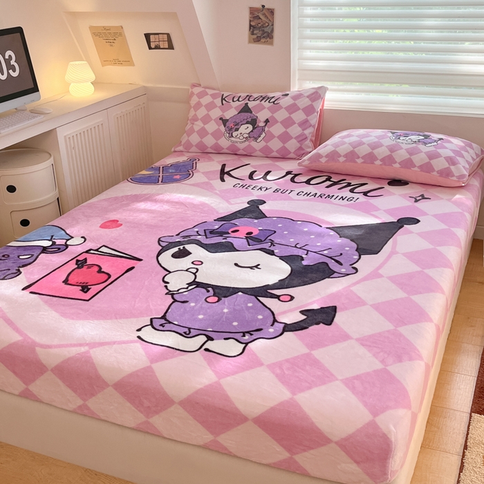 91家纺网 家纺一手货源 找家纺 金爱家 2025新款高克重牛奶绒单品系列保暖床单床笠单件 绒-D晚安库洛米