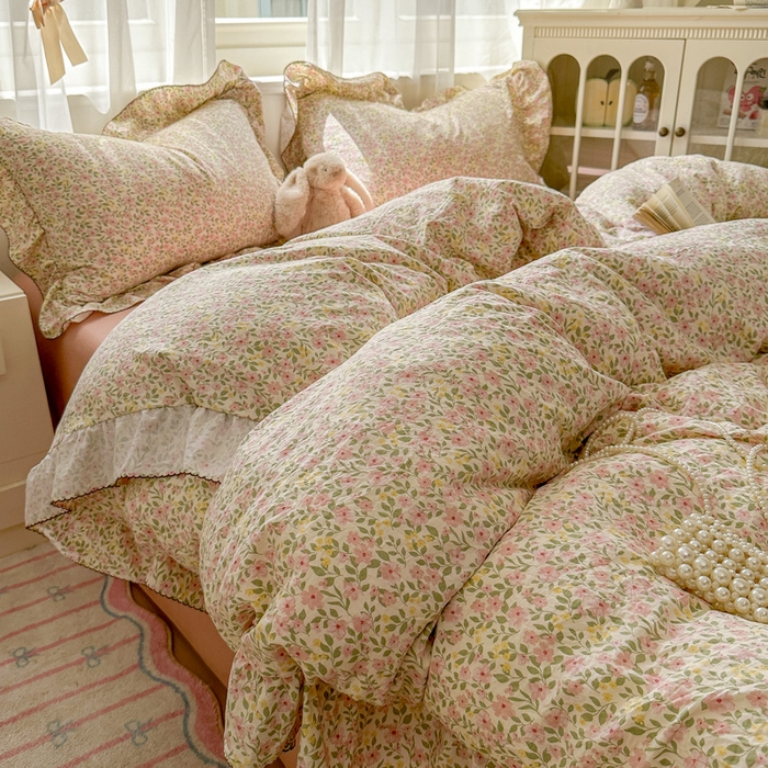 91家纺网 家纺一手货源 找家纺 欧尚 2025新款亲肤碎花云柔棉四件套 花洛