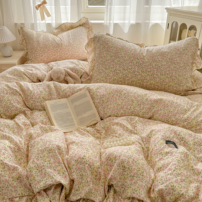 91家纺网 家纺一手货源 找家纺 欧尚 2025新款亲肤碎花云柔棉四件套 花洛