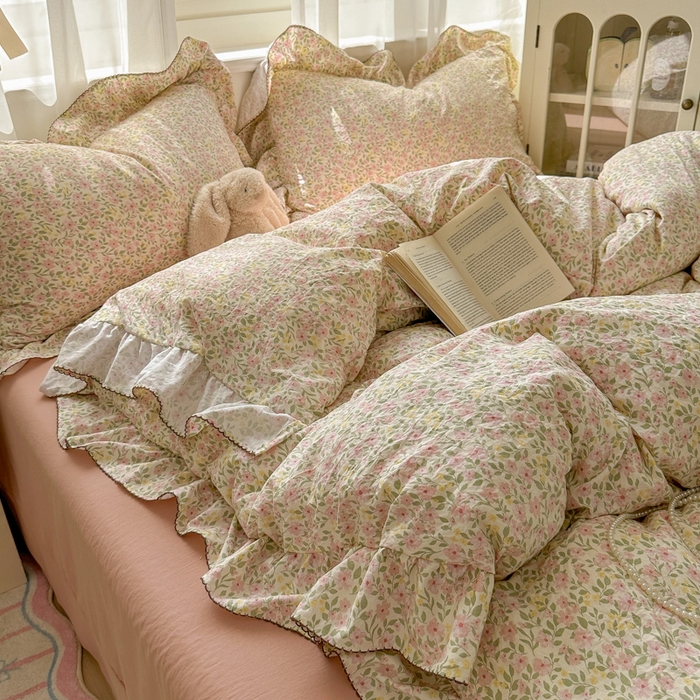 91家纺网 家纺一手货源 找家纺 欧尚 2025新款亲肤碎花云柔棉四件套 花洛