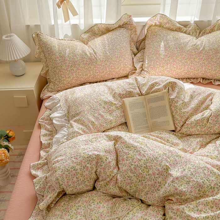 91家纺网 家纺一手货源 找家纺 欧尚 2025新款亲肤碎花云柔棉四件套 花洛