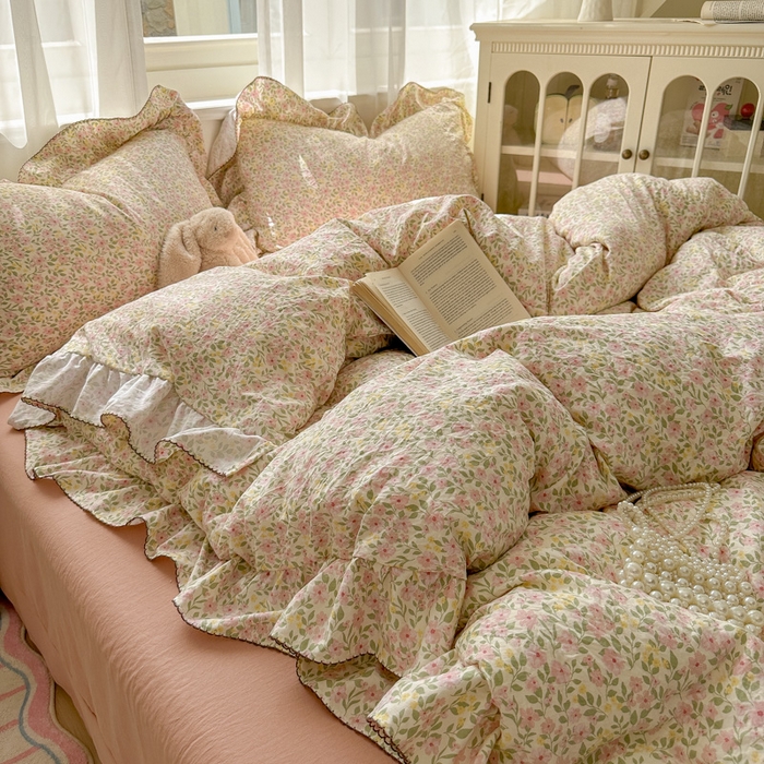 91家纺网 家纺一手货源 找家纺 欧尚 2025新款亲肤碎花云柔棉四件套 花洛