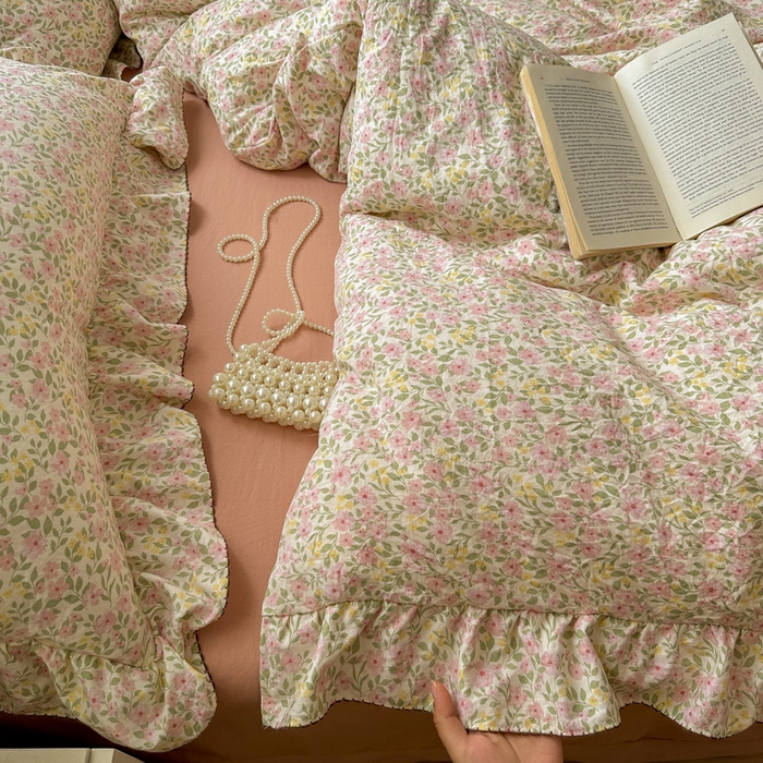 91家纺网 家纺一手货源 找家纺 欧尚 2025新款亲肤碎花云柔棉四件套 花洛