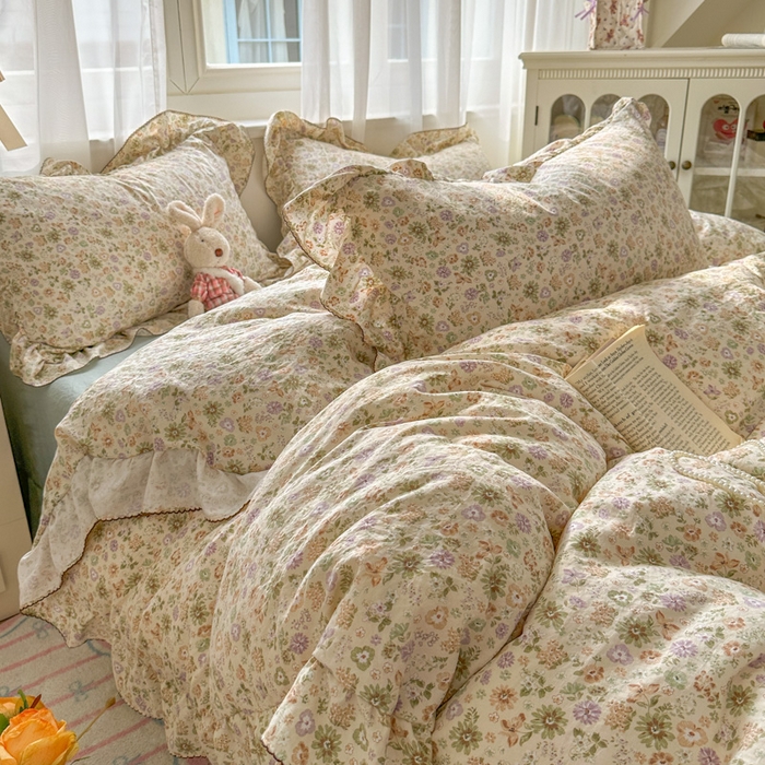 91家纺网 家纺一手货源 找家纺 欧尚 2025新款亲肤碎花云柔棉四件套 花事