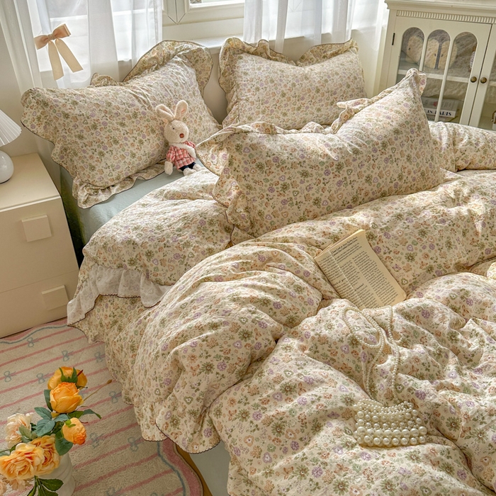 91家纺网 家纺一手货源 找家纺 欧尚 2025新款亲肤碎花云柔棉四件套 花事