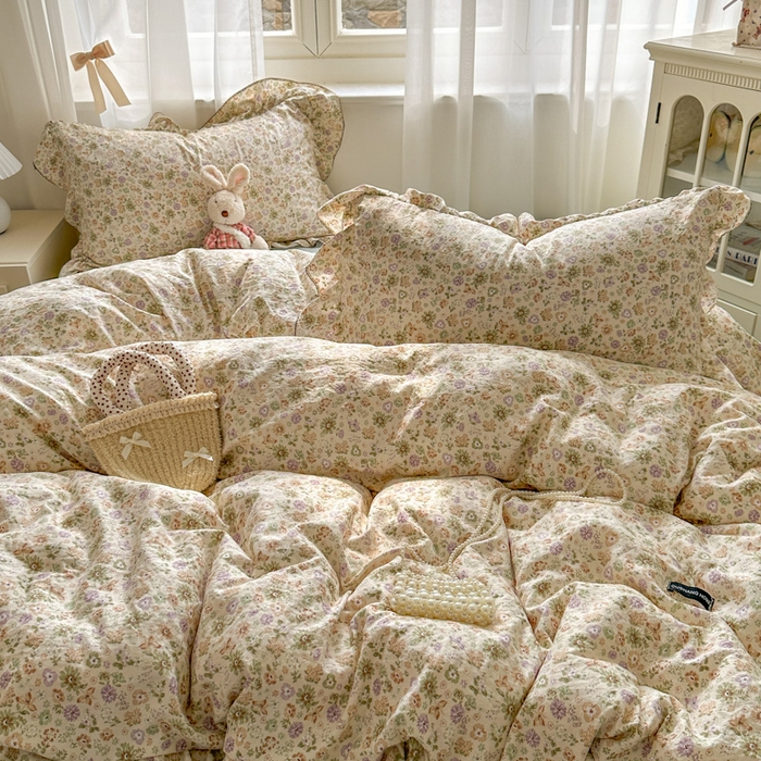 91家纺网 家纺一手货源 找家纺 欧尚 2025新款亲肤碎花云柔棉四件套 花事