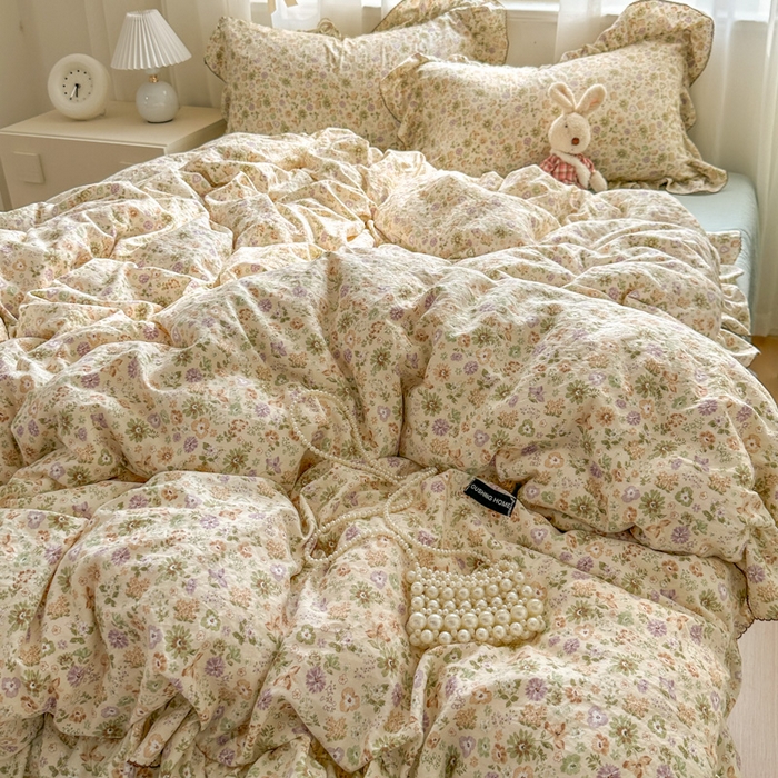 91家纺网 家纺一手货源 找家纺 欧尚 2025新款亲肤碎花云柔棉四件套 花事