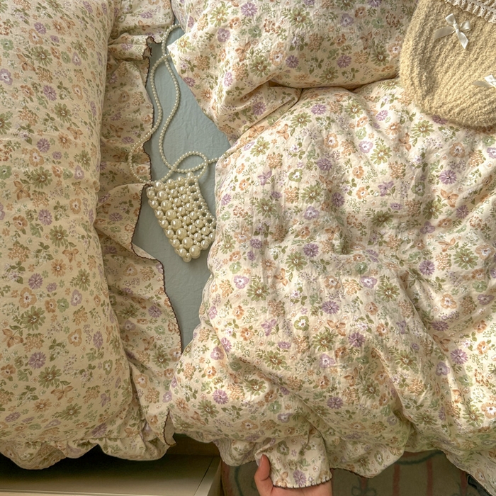 91家纺网 家纺一手货源 找家纺 欧尚 2025新款亲肤碎花云柔棉四件套 花事