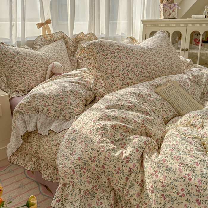 91家纺网 家纺一手货源 找家纺 欧尚 2025新款亲肤碎花云柔棉四件套 花枝语