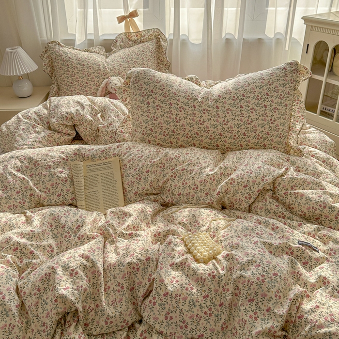 91家纺网 家纺一手货源 找家纺 欧尚 2025新款亲肤碎花云柔棉四件套 花枝语