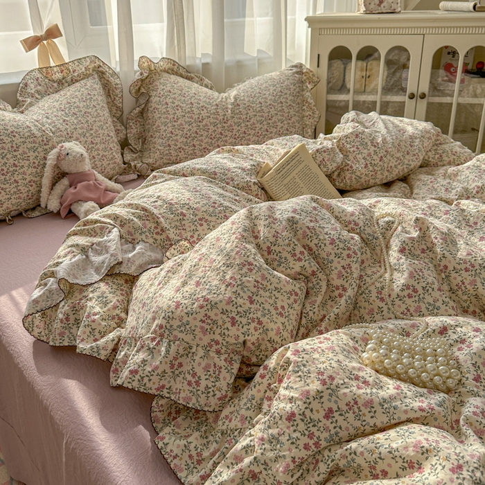 91家纺网 家纺一手货源 找家纺 欧尚 2025新款亲肤碎花云柔棉四件套 花枝语