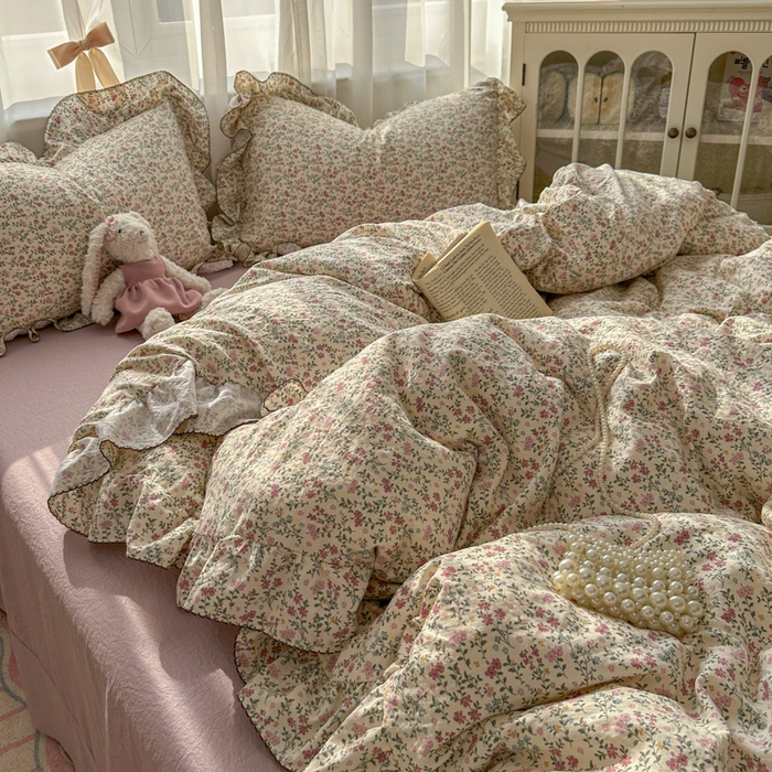 91家纺网 家纺一手货源 找家纺 欧尚 2025新款亲肤碎花云柔棉四件套 花枝语