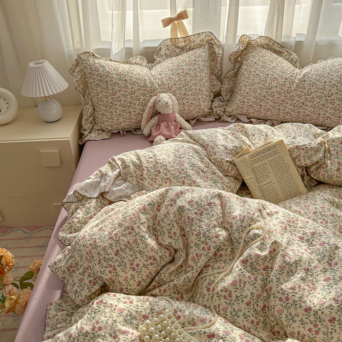 91家纺网 家纺一手货源 找家纺 欧尚 2025新款亲肤碎花云柔棉四件套 花枝语