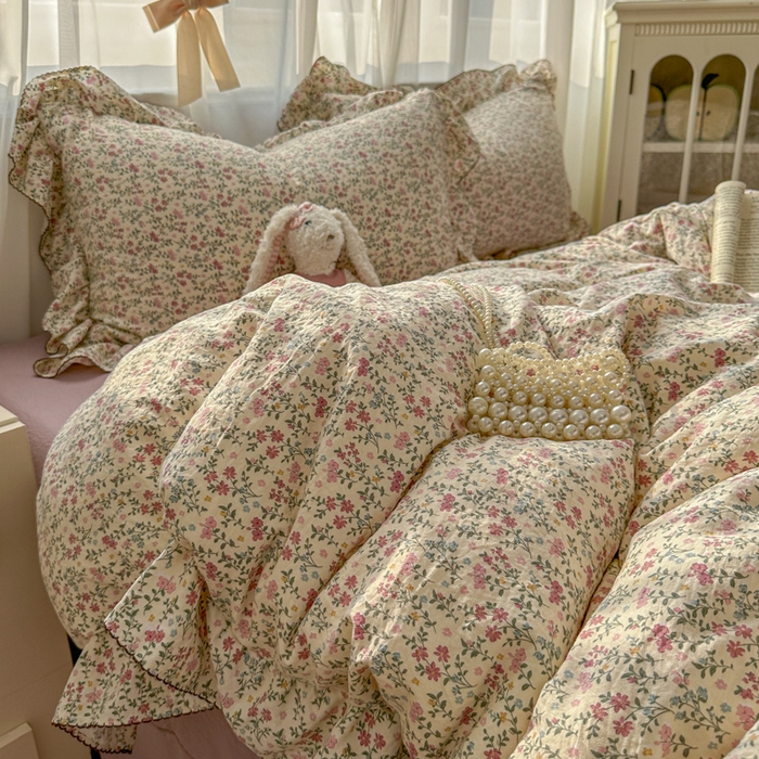 91家纺网 家纺一手货源 找家纺 欧尚 2025新款亲肤碎花云柔棉四件套 花枝语