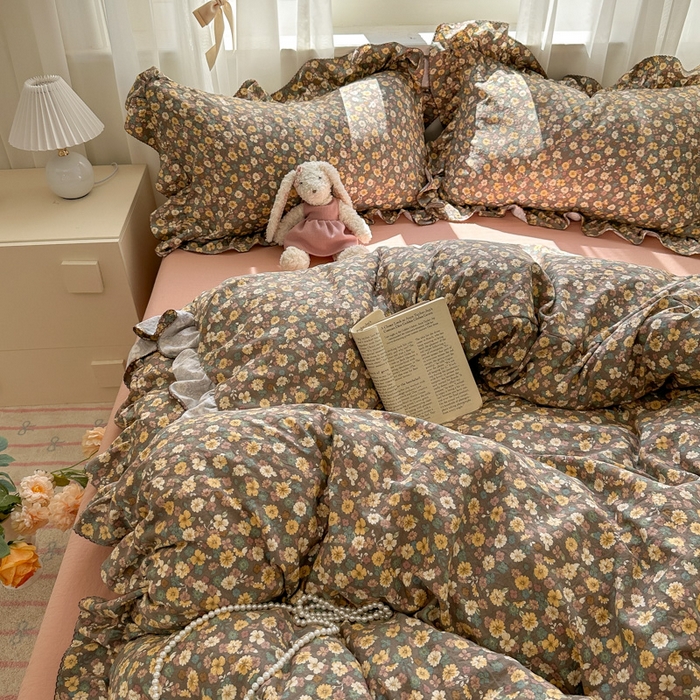 91家纺网 家纺一手货源 找家纺 欧尚 2025新款亲肤碎花云柔棉四件套 槿夕