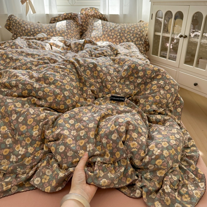 欧尚 2025新款亲肤碎花云柔棉四件套 槿夕