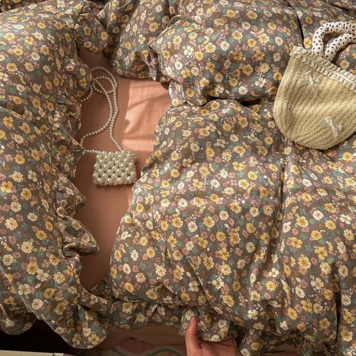 91家纺网 家纺一手货源 找家纺 欧尚 2025新款亲肤碎花云柔棉四件套 槿夕