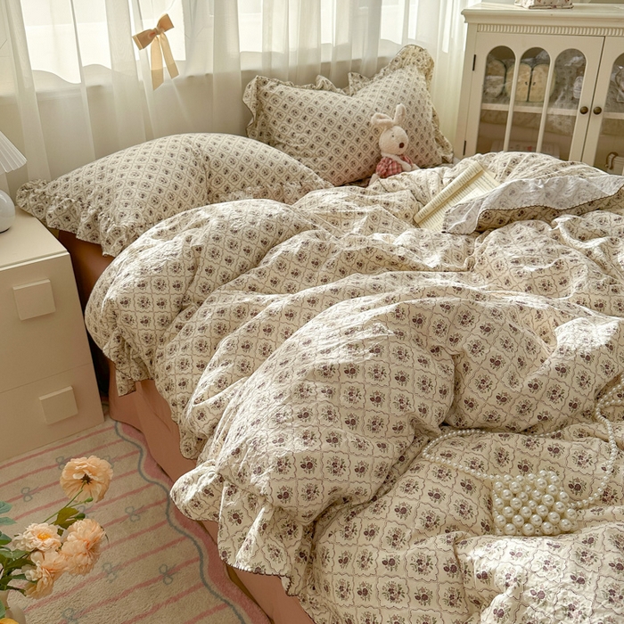 91家纺网 家纺一手货源 找家纺 欧尚 2025新款亲肤碎花云柔棉四件套 克莱因