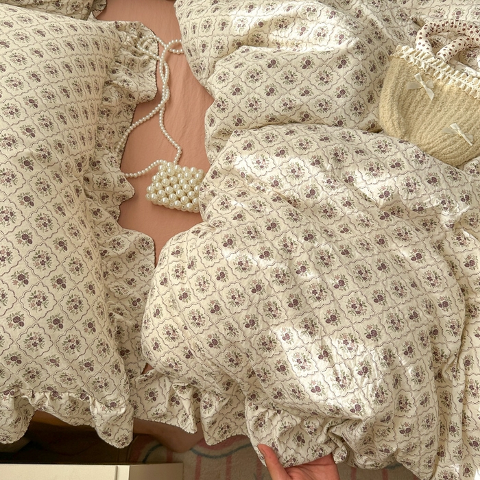 91家纺网 家纺一手货源 找家纺 欧尚 2025新款亲肤碎花云柔棉四件套 克莱因