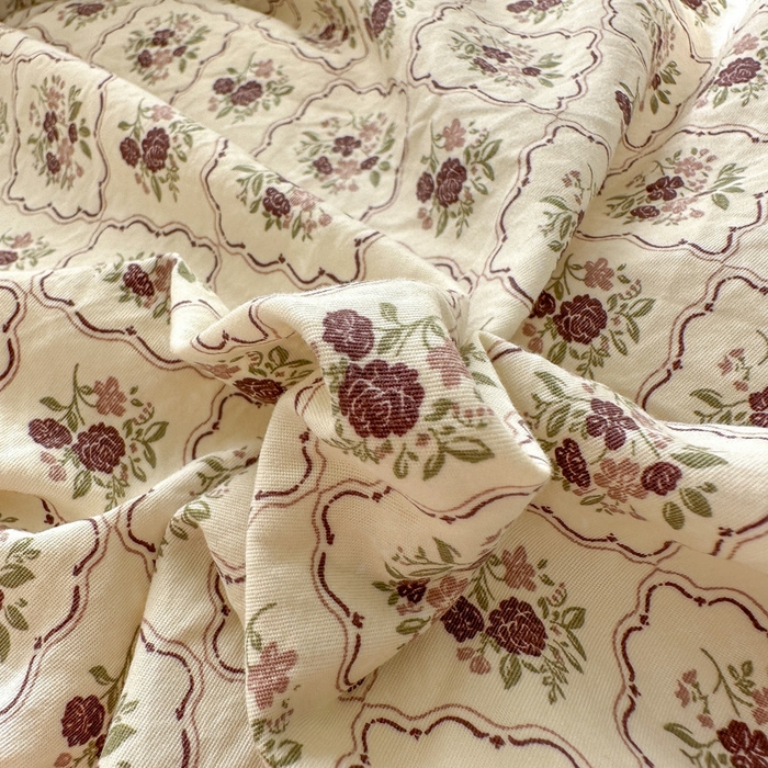 91家纺网 家纺一手货源 找家纺 欧尚 2025新款亲肤碎花云柔棉四件套 克莱因