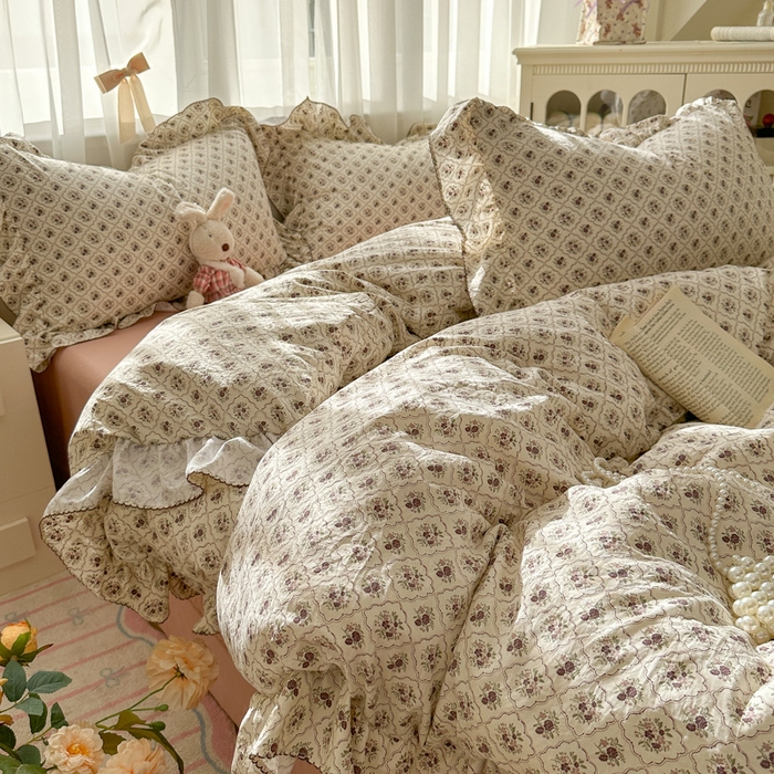 91家纺网 家纺一手货源 找家纺 欧尚 2025新款亲肤碎花云柔棉四件套 克莱因