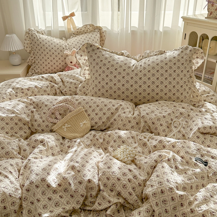 91家纺网 家纺一手货源 找家纺 欧尚 2025新款亲肤碎花云柔棉四件套 克莱因