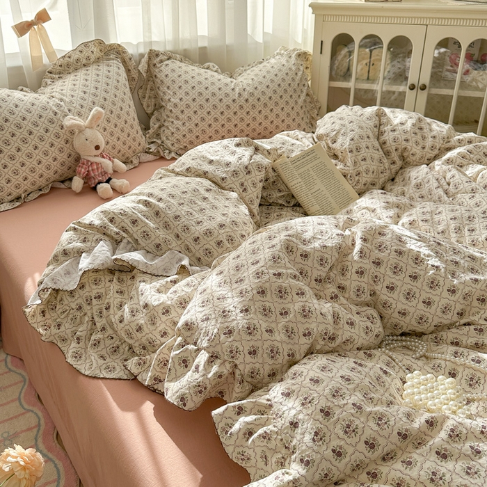 91家纺网 家纺一手货源 找家纺 欧尚 2025新款亲肤碎花云柔棉四件套 克莱因