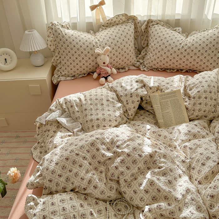 91家纺网 家纺一手货源 找家纺 欧尚 2025新款亲肤碎花云柔棉四件套 克莱因