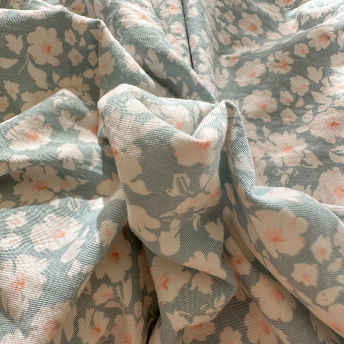 91家纺网 家纺一手货源 找家纺 欧尚 2025新款亲肤碎花云柔棉四件套 蓝郁