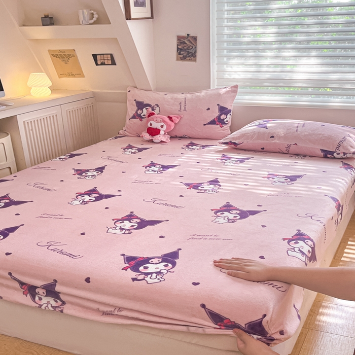 91家纺网 家纺一手货源 找家纺 （总）金爱家 2025新款三丽鸥牛奶绒单品系列床单床笠单件