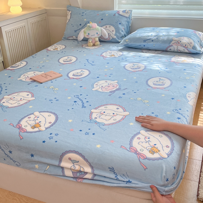 91家纺网 家纺一手货源 找家纺 （总）金爱家 2025新款三丽鸥牛奶绒单品系列床单床笠单件