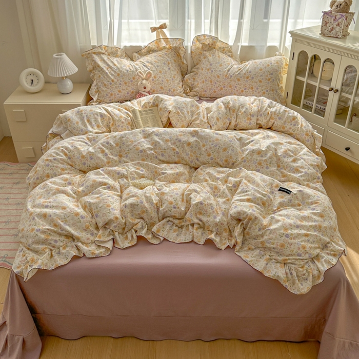 91家纺网 家纺一手货源 找家纺 欧尚 2025新款亲肤碎花云柔棉四件套 恋花季