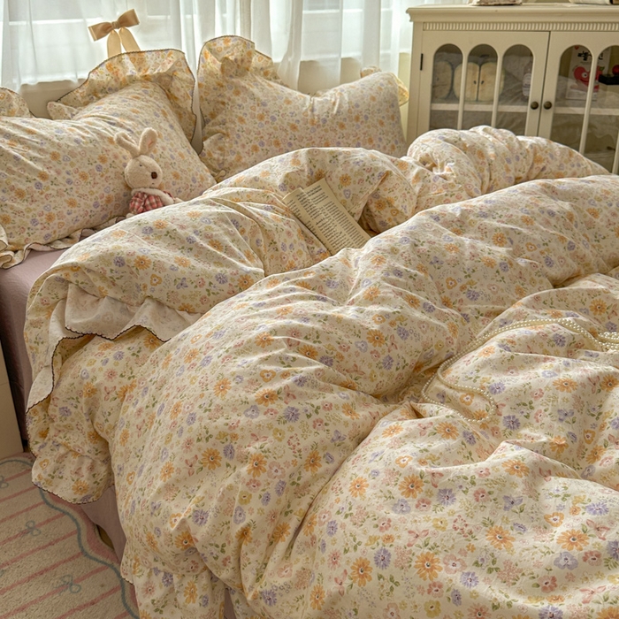 91家纺网 家纺一手货源 找家纺 欧尚 2025新款亲肤碎花云柔棉四件套 恋花季